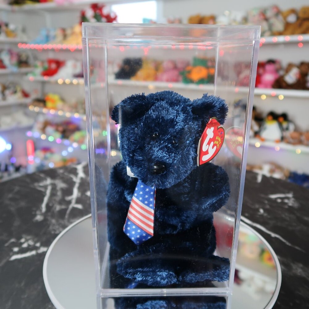 TY Beanie Baby - Pops the Bear (USA Tie Version) | MWMT New Mint Tags | Retired